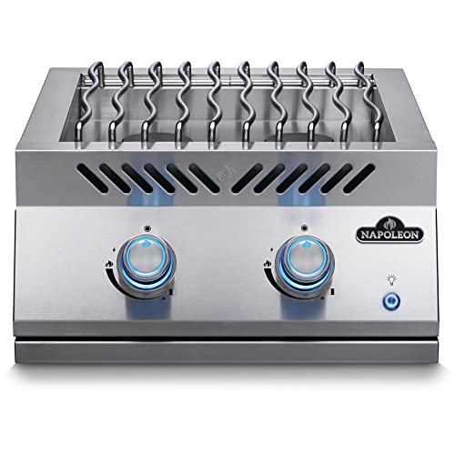 Napoleon Built-In Component - BIB18RTPSS - Dual Drop-In Range Style Burner, BBQ Grill, Marine Grade Stainless Steel, Propane Gas, 18-inch Burner, JETFIRE™ Ignition, Easy To Light, Ergonomic Knob, Backlit Knob