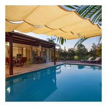 HBOOMOEM Sliding Wave Shade，Wave Shade Cover，Retractable Waterproof Shade Sail，U Shape Replacement Awning，Slide-in Wire Suspended Canopy for Decks, Balconies, Backyards.(W:2.5m/8.2ft*L:14m/46ft)