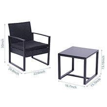DUYHBAWRS 3 Pieces Patio Set Outdoor Wicker Furniture Sets Rattan Chair Conversation with Coffee Table for Yard