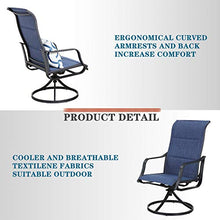 Festival Depot Outdoor Dining Chair Set, Metal Swivel Armchairs with Textilene Fabric, High Back, Blue, 6 pcs