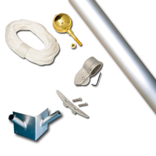 Eder Flag Franklin 10 Foot 1-1/2" Dia Double Corner Set Flagpole Clear Anodized