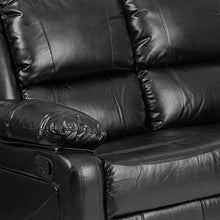 Emma + Oliver Black Faux Leather Loveseat with Built-in Recliners