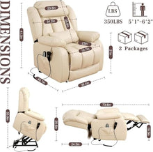 HTERWQEA Dual Motor Power Lift Recliner Chair with Massage Heat, Remote