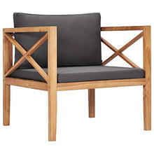 HKTMGDNG 7-Piece Grey Solid Teak Wood Outdoor Sectional Sofa