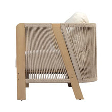Christopher Knight Home Dalba Acacia Wood Lounge Chair Outdoor Set of 2 with Removable Cushion, Patio Accent Chair with Woven Rope Accents, Patio Furniture Set Sofa Chair, Light Teak+Cream