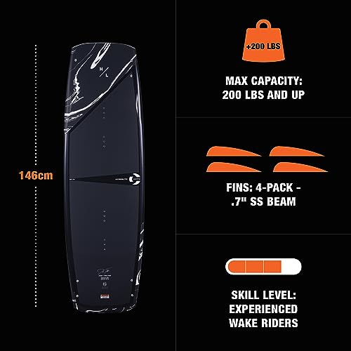 Hyperlite Cryptic Wakeboard + Remix Bindings Wakeboard Package - Perfect for Intermediate to Advanced Riders - 146cm Black