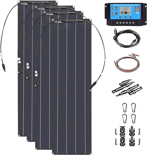 CHRISK Flexible Solar Panel 400W Monocrystalline Bendable Portable 4 X 100 Watts Flexible Mono Solar Panels Charger Off-Grid Solar Panel Kit
