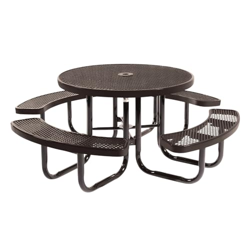 COATEDOUTDOORFURNITURE 46In Round Picnic Table, Expanded, Brown