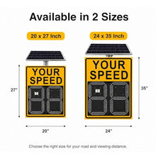 Solar Radar Speed Sign for Neighborhood & School Zones, 20x27 or 24x35 Inch, LED MPH/KMH, Stable Radar in Rain/Snow, Daylight Readable, Rust-Free Aluminum, Easy Pole Mount – No Wiring(yellow,20*27in)
