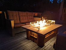 EasyFirePits DIY Pro Pre-Plumbed Gas Linear Fire Table Kit w/Glass Windscreen, Stainless Steel Pan, Burner, and Professional Gas Connection Kit (70.5X13.5)