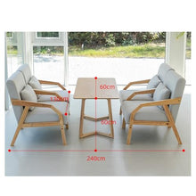 JOSOGO 3-Piece Outdoor Indoor Seating Set, Water-Resistant Solid Wood Frame with Fade-Proof Light Gray Cushions for Garden & Reading Nook(2)