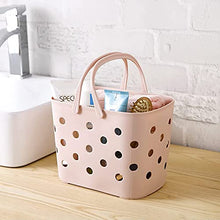 Plastic Storage Basket Collapsible with Handle - Portable Outdoor Picnic Basket Space Saving Storage Basket for Kitchen Shelves Bathroom,Green (Pink)