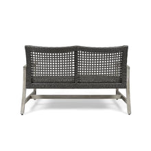 Seeheool Hampton Outdoor Acacia Wood Wicker Loveseat, Patio Furniture Conversation Set for Backyard