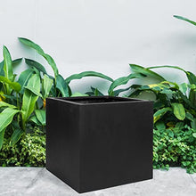 Pottery Pots Block XL Fiberstone Planter Extra Large 24 Inch Tall Black
