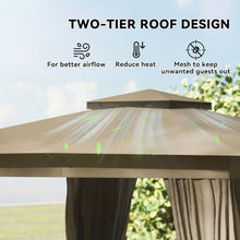 Outsunny 10' x 12' Outdoor Patio Gazebo with Double Roof, Khaki