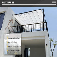 FENGZEQUAN Outdoor Pergola Shade Cover for Patio Deck Porch Retractable U Shape Wave Canopy Awning with Slide Flexible Design Hang Down Wire Cable Hardware Included(W2.4*L8m/W7.87*L26.25ft)