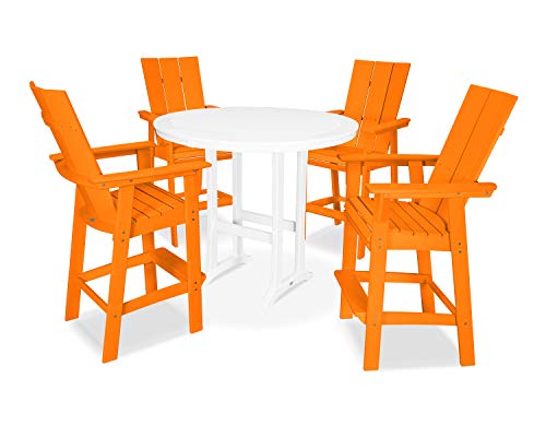 POLYWOOD® Modern Adirondack Bar Set, Tangerine/White