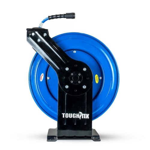 ToughTek 1/4" X 100 Rubber Pressure Washing Hose Reel (Single Arm - Heavy Duty) with 6' Lead-in-Hose
