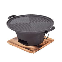 Charcoal Grill Household Barbecue Meat Stove Thickened Barbecue Pot Cast Iron Charcoal Stove With Round Stripe Pan Barbecue Grill Outdoor Cooking Picnic Barbecue (Color : Black Size : 38x16cm)