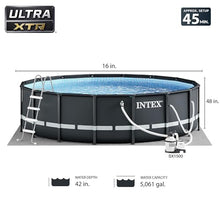 Intex 26325EH Ultra XTR 16ft x 48in Above Ground Swimming Pool Set with Sand Filter Pump, Inflatable Lounge Pool Recliners (2-Pack) and Inflatable Beverage Cooler