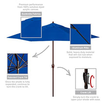 California Umbrella 9' Rd Sunbrella Aluminum Patio Umbrella, Crank Lift, Auto Tilt, Bronze Pole, Pacific Blue