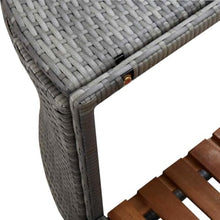 Gray Square Spa Surround 105.5x105.5x21.7 Poly Rattan with Acacia Steps