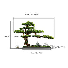 Fake Plants 17 Inch Tall Artificial Pine Bonsai Ornament, A New Chinese Simulation Welcoming Pine, Faux Tree for Tea Room（with Cleaning Brush） Bonsai Tree