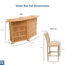 Touchstone Teak Velari 3 Piece Bar Set with Foldable Bar Table and Solid Chairs, Grade A Fine Sanded Teak Wood, Durable Stainless Steel Hardware, Outdoor Patio Bar Furniture