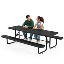 OUTTANS Commercial Metal Picnic Table (Black, 8' Rectangular, Punched)