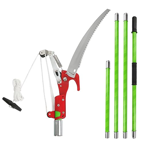 Pole Saw Extendable Pole Pruning Saw, Long Reach Tree Pruning Saw, Telescopic Tree Pruner Garden Tree Lopper, Branch Pruner Cutter (Pole Saw with Pruner, 4M), GZJ-UK-0674