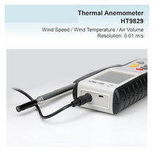 Hot Wire Anemometer, HT9829 Handheld Air Flow Meter Measure Air Velocity Volume Temperature 5 Units HVAC Anemometer