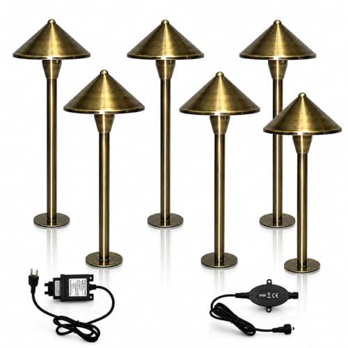 HALF OFF PONDS LumiNight 3-Watt LED Brass Dome Path Light - 6 Pack Kit