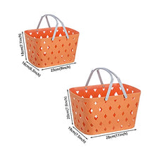 Plastic Storage Basket Collapsible with Handle - Portable Outdoor Picnic Basket Space Saving Storage Basket for Kitchen Shelves Bathroom,Orange,28cm (Orange 23cm)