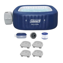 Bestway Coleman Hawaii AirJet Inflatable Hot Tub with EnergySense Cover + SaluSpa Spa Seat 4 Pack Blue