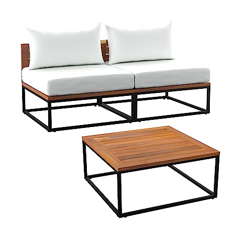SEI Furniture Taradale Outdoor Coffee Table and Loveseat Set 2pc White