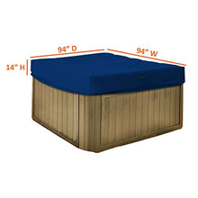 Hot Tub Cover Spa Cover 18 Oz Waterproof - 100% Weather Resistant Outdoor Square Spa Cover with Elastic for Snug Fit (14" H x 94" W x 94" D, Blue)