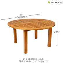 Patio Wise Round Acacia Wood Patio Table, Teak, 57-Inches x 29½-Inches