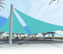 Coarbor 37'x37'x37' Sun Shade Sail A Ring Design Steel Cable Wire Reinforcement Canopy Super Heavy Duty Strengthen Shades for Outdoor Patio Deck Yard Garden-Turquoise