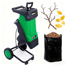 EXSHUING Powerful 2400W Electric Wood Chipper and Garden Shredder with 50L Bag, 40mm Branch Capacity, Quiet Leaf Mulcher, Portable Yard Waste Shredder with Wheels for Home Garden Care