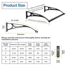 GJZDPMY Door Awnings for Entrance Polycarbonate Window Awning Outdoor Patio Protection Against UV/Rain/Snow Multiple (Dark Gray 47x142in)