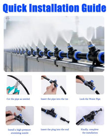Oracra Brass Mister Spray Nozzles for Cooling, 10 20 50 65 100 150 m Mist Irrigation Hose Equipment, Universal Lawn Watering Sprinkler System for Outdoor