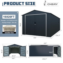 10 x 20 FT Large Metal Storage Shed Garage, Heavy Duty Galvanized Steel Outdoor Storage Building with Double Doors & Side Door, Ventilated Sloped Roof Shed for Car, Truck, Equipment & Garden Tools