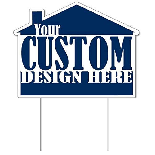 VictoryStore Custom Realtor House Shaped Yard Signs Set of 2 16.5"x21" Full Color Printed 2 Sided