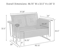 Crosley Furniture Bates 2-Person Retro Metal Outdoor Patio Loveseat Glider