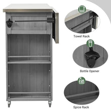 52.25" W Outdoor Grill Cart with Stainless Steel Tabletop, Patio Kitchen Island Storage Cabinet for BBQ, Bar