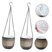 4 pcs Planters Hanging Garden Inch and Self Gray Fence for Chains Hooks Plants Resin Succulent Chain Plant Decorative Pots Round Containers Outdoor Indoor Basket (Greyx3pcs 16.5X15CMx3pcs)