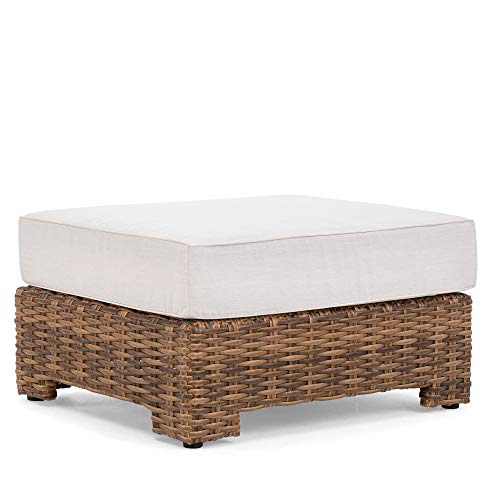 Winston Nico Ottoman Antique Chestnut Frame Sunbrella Cast Pumice