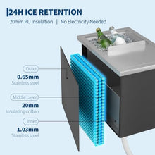 Aptliton Built-in Ice Bin, Stainless Steel Ice Chest & Lid, 39 L Slide Lid