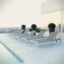 Pemberly Row Modern Aluminum Patio Chaise Lounge Set of 6 Grey
