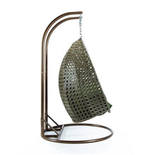 LeisureMod 2 Person Wicker Egg Chair Indoor Outdoor Lounge Dark Green